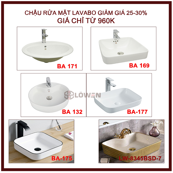 Lavabo LOWEN giảm giá 25-30%